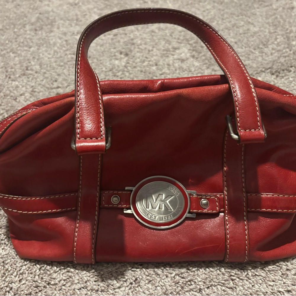 Michael Kors Red Satchel with Silver Hardware